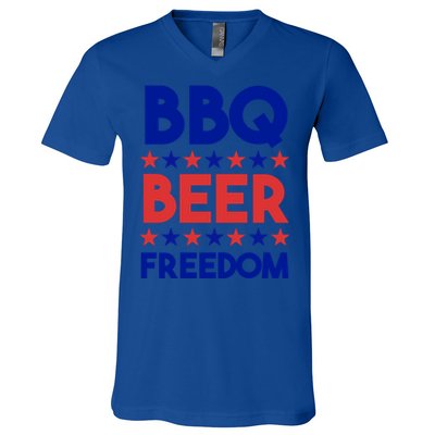 Bbq Beer Freedom 4th Of July Summer Party Gift America Usa Great Gift V-Neck T-Shirt