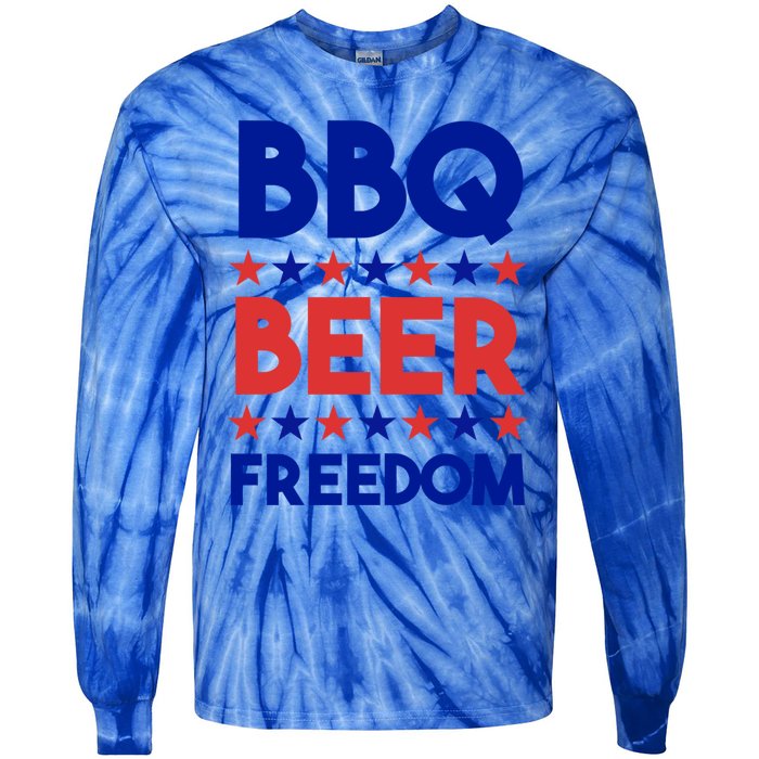 Bbq Beer Freedom 4th Of July Summer Party Gift America Usa Great Gift Tie-Dye Long Sleeve Shirt