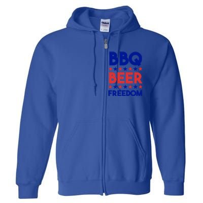 Bbq Beer Freedom 4th Of July Summer Party Gift America Usa Great Gift Full Zip Hoodie