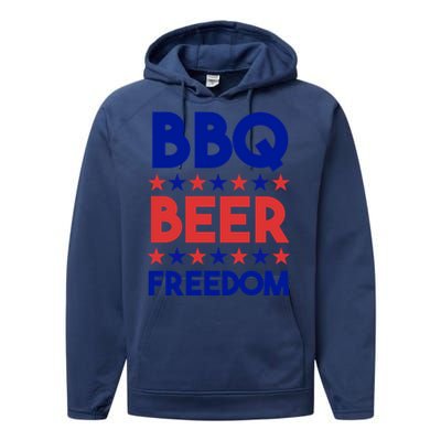 Bbq Beer Freedom 4th Of July Summer Party Gift America Usa Great Gift Performance Fleece Hoodie