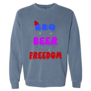 Bbq Beer Freedom America Christmas Cute Gift Garment-Dyed Sweatshirt