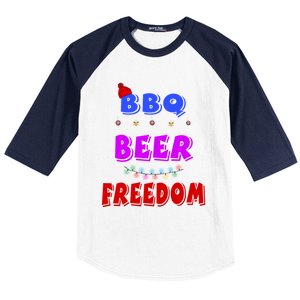 Bbq Beer Freedom America Christmas Cute Gift Baseball Sleeve Shirt