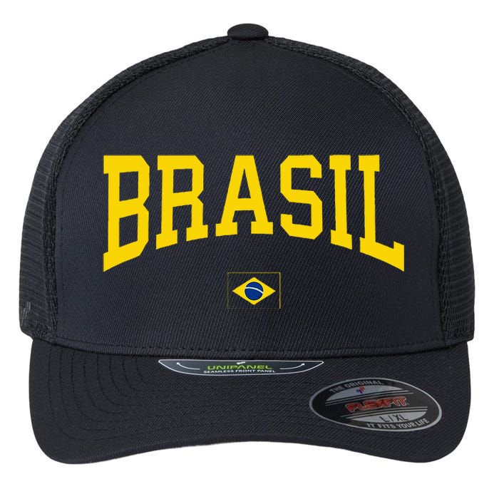 Brasil Brazilian Flag Green Flexfit Unipanel Trucker Cap