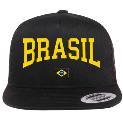 Brasil Brazilian Flag Green Flat Bill Trucker Hat