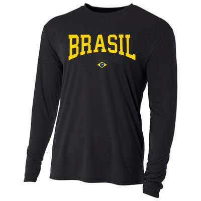 Brasil Brazilian Flag Green Cooling Performance Long Sleeve Crew