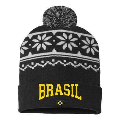 Brasil Brazilian Flag Green USA-Made Snowflake Beanie