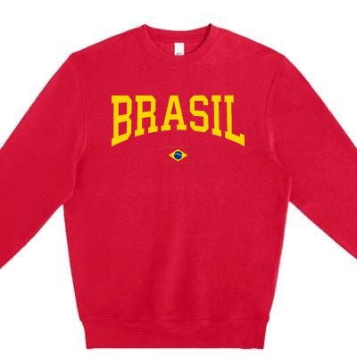 Brasil Brazilian Flag Green Premium Crewneck Sweatshirt