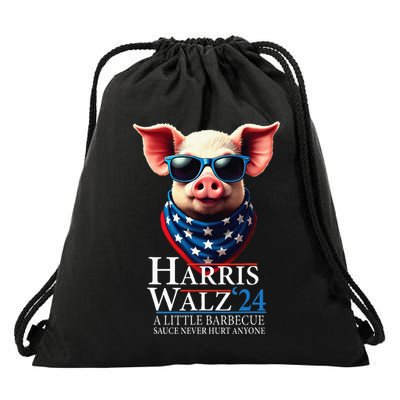Barbecue Bbq Funny Pork Kamala Harris Waltz 2024 Drawstring Bag