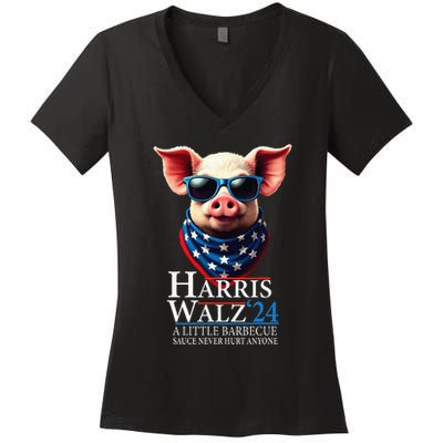 Barbecue Bbq Funny Pork Kamala Harris Waltz 2024 Women's V-Neck T-Shirt
