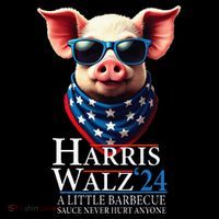 Barbecue Bbq Funny Pork Kamala Harris Waltz 2024 Kids T-Shirt