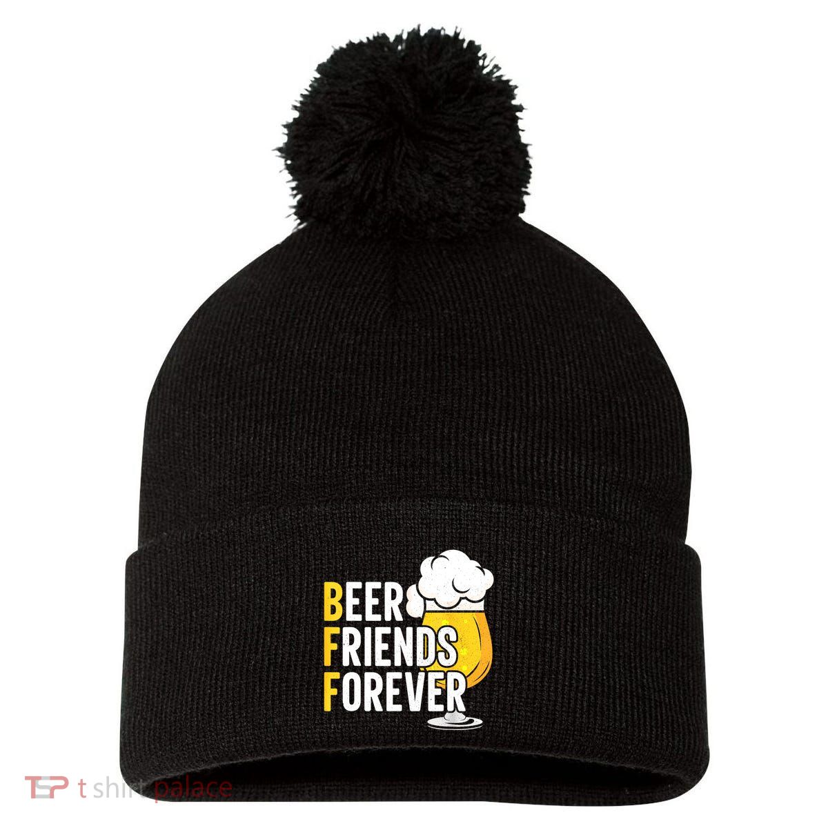 BFF Beer Friends Forever Happy Oktoberfest Pom Pom 12in Knit Beanie