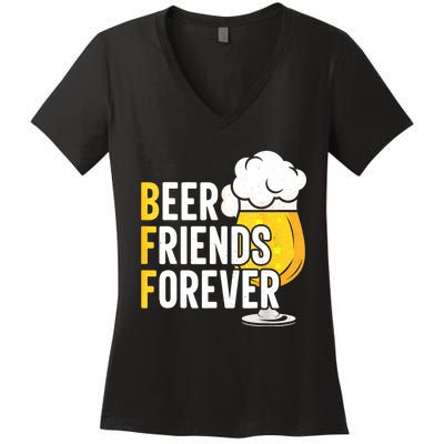 BFF Beer Friends Forever Happy Oktoberfest Women's V-Neck T-Shirt