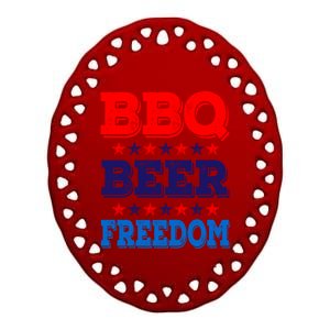 Bbq Beer Freedom America Usa Party 4th Of July Summer Gift Cute Gift Ceramic Oval Ornament