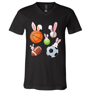 Basketball Baseball Football Soccer Sports Easter V-Neck T-Shirt