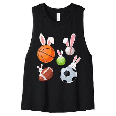 Basketball Baseball Football Soccer Sports Easter Women's Racerback Cropped Tank