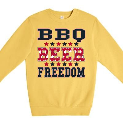 Bbq Beer Freedom Patriotic July Fourth Political Redneck Cute Gift Premium Crewneck Sweatshirt