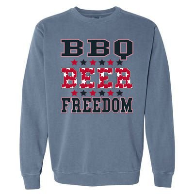 Bbq Beer Freedom Patriotic July Fourth Political Redneck Cute Gift Garment-Dyed Sweatshirt