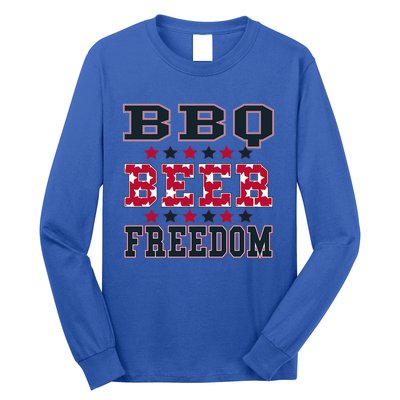 Bbq Beer Freedom Patriotic July Fourth Political Redneck Cute Gift Long Sleeve Shirt