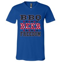 Bbq Beer Freedom Patriotic July Fourth Political Redneck Cute Gift V-Neck T-Shirt