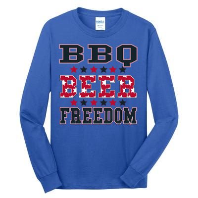 Bbq Beer Freedom Patriotic July Fourth Political Redneck Cute Gift Tall Long Sleeve T-Shirt