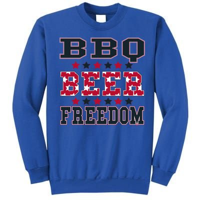 Bbq Beer Freedom Patriotic July Fourth Political Redneck Cute Gift Tall Sweatshirt