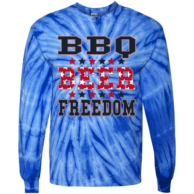 Bbq Beer Freedom Patriotic July Fourth Political Redneck Cute Gift Tie-Dye Long Sleeve Shirt