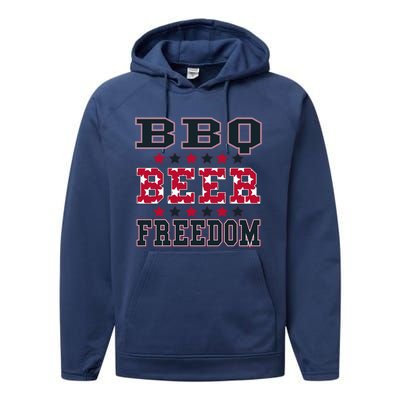 Bbq Beer Freedom Patriotic July Fourth Political Redneck Cute Gift Performance Fleece Hoodie