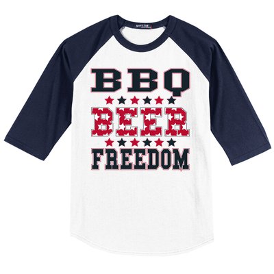 Bbq Beer Freedom Patriotic July Fourth Political Redneck Cute Gift Baseball Sleeve Shirt