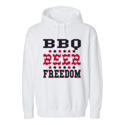 Bbq Beer Freedom Patriotic July Fourth Political Redneck Cute Gift Garment-Dyed Fleece Hoodie