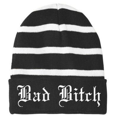 Bad Bitch Funny Joke Street Wear Striped Beanie with Solid Band