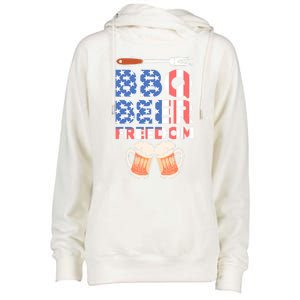 Bbq Beer Freedom America Usa Party 4th Of July Funny Gift Womens Funnel Neck Pullover Hood