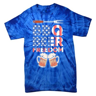 Bbq Beer Freedom America Usa Party 4th Of July Funny Gift Tie-Dye T-Shirt