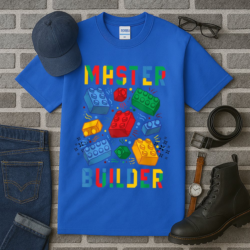 Brick Builder Funny Blocks Master Builder Gift Tall T-Shirt