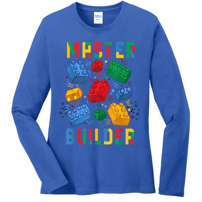 Brick Builder Funny Blocks Master Builder Gift Ladies Long Sleeve Shirt