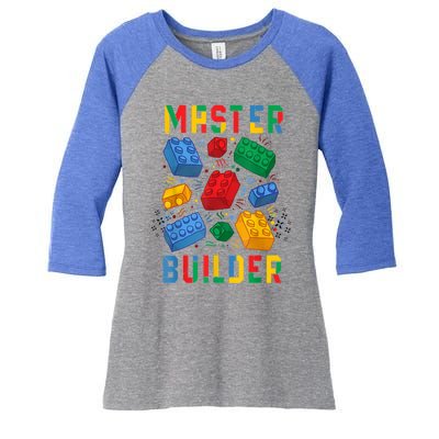 Brick Builder Funny Blocks Master Builder Gift Women's Tri-Blend 3/4-Sleeve Raglan Shirt