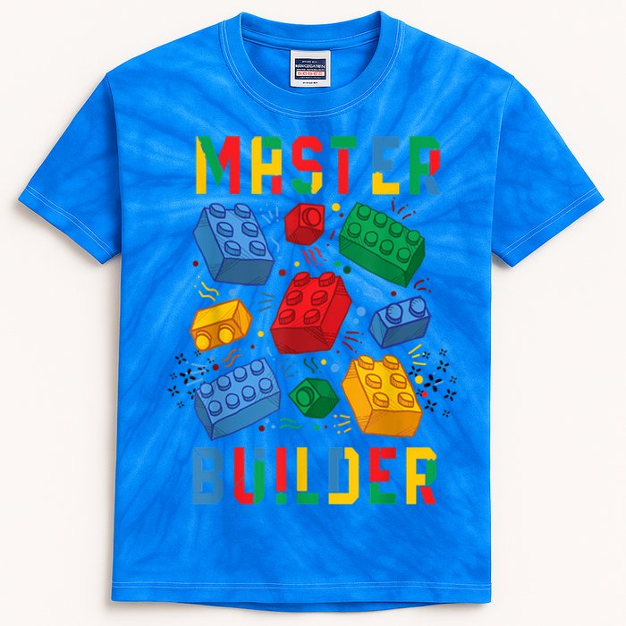 Brick Builder Funny Blocks Master Builder Gift Kids Tie-Dye T-Shirt