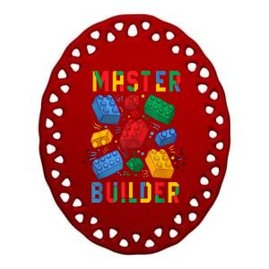 Brick Builder Funny Blocks Master Builder Gift Ceramic Oval Ornament