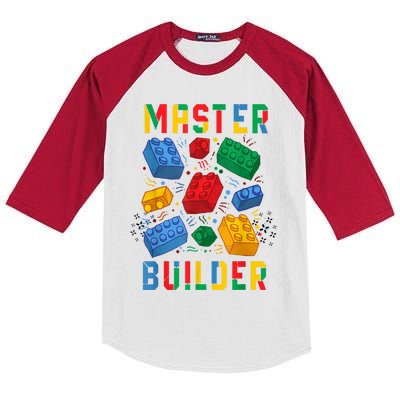 Brick Builder Funny Blocks Master Builder Gift Kids Colorblock Raglan Jersey