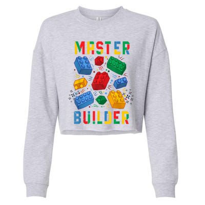 Brick Builder Funny Blocks Master Builder Gift Cropped Pullover Crew