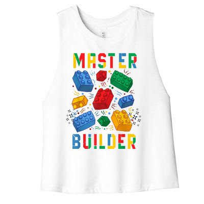 Brick Builder Funny Blocks Master Builder Gift Women's Racerback Cropped Tank