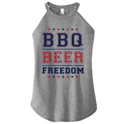 Bbq Beer Freedom Great Gift Women’s Perfect Tri Rocker Tank