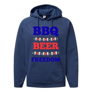 Bbq Beer Freedom Cool Gift Performance Fleece Hoodie