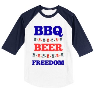 Bbq Beer Freedom Cool Gift Baseball Sleeve Shirt