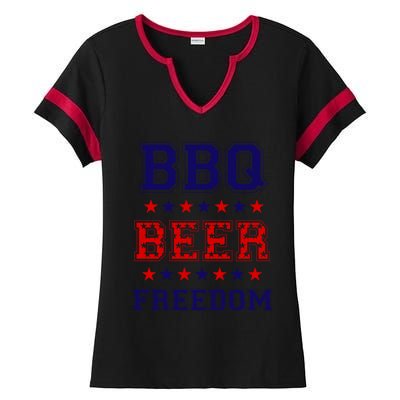 Bbq Beer Freedom Gift Ladies Halftime Notch Neck Tee