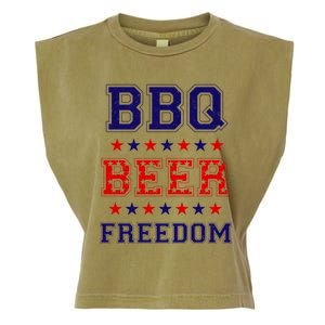 Bbq Beer Freedom Gift Garment-Dyed Women's Muscle Tee