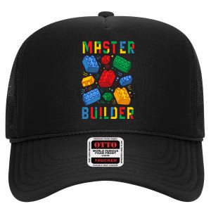 Brick Builder Funny Blocks Master Builder High Crown Mesh Back Trucker Hat