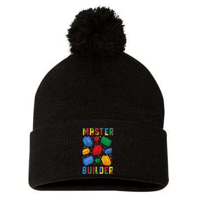 Brick Builder Funny Blocks Master Builder Pom Pom 12in Knit Beanie