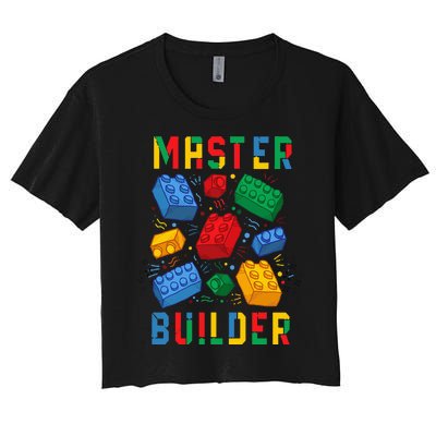 Brick Builder Funny Blocks Master Builder Women's Crop Top Tee