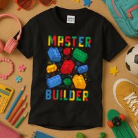 Brick Builder Funny Blocks Master Builder Kids T-Shirt