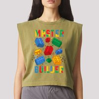 Brick Builder Funny Blocks Master Builder Garment-Dyed Women's Muscle Tee